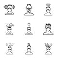 Emotions types icons set, outline style