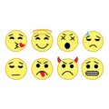 Set of Funny Yellow Faces Emotions Royalty Free Stock Photo