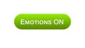 Emotions on web interface button green color, feelings expression, site design