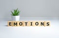 EMOTIONS word written on wood block, psychology concept Royalty Free Stock Photo