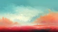 Emotive Fields Of Color: A Conceptual Digital Art Painting Of A Desert Near The Sky