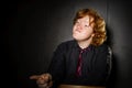 Emotive portrait of red-haired freckled boy, childhood concept Royalty Free Stock Photo