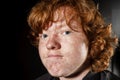 Emotive portrait of red-haired freckled boy, childhood concept Royalty Free Stock Photo