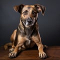 Emotive Portraiture Of A Brown And Black Dog In Studio