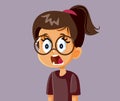 Astonished Little Girl Feeling Shocked Vector Cartoon