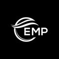 EMP letter logo design on black background. EMP creative circle letter logo concept. EMP letter design