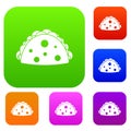 Empanada, cheburek or calzone set color collection