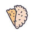empanada food color vector doodle simple icon Royalty Free Stock Photo