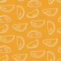 Empanada seamless doodle pattern, linear simple hand drawn vector illustration