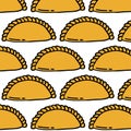 Empanada seamless doodle pattern, vector color illustration