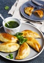 Empanadas with chimichurri sauce