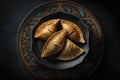 Empanadas De Carne On Black Matte Plate. Generative AI