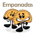 Empanadas. Funnny cartoon character. Vector isolated background