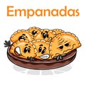 Empanadas. Funnny cartoon character. Vector isolated background