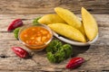 Empanadas with hot sauce, traditional Colombian food Royalty Free Stock Photo