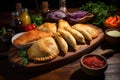 Empanadas with meat, seasoned with sauce