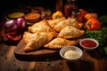 Empanadas with meat, seasoned with sauce