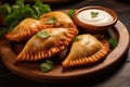 Empanadas with meat, seasoned with sauce