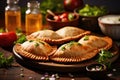 Empanadas with meat, seasoned with sauce