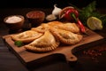 Empanadas with meat, seasoned with sauce