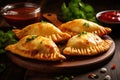 Empanadas with meat, seasoned with sauce