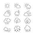 Set of Weather vector illustration with simple hand drawn