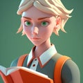 The empathetic student, with a gentle expression and an understanding nature digital character avatar AI generation