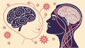 Empathic Brain Connection: Cognitive Understanding Dialogue, vector design Generative AI Royalty Free Stock Photo