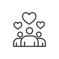 Empathy Community icon in line design. Empathy, community, connection, compassion, support, kindness, unity on white