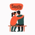 Empathy. Empathy and Compassion concept - young woman comforting sad man.