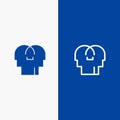 Empathy, Feelings, Mind, Head Line and Glyph Solid icon Blue banner Line and Glyph Solid icon Blue banner