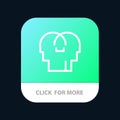 Empathy, Feelings, Mind, Head Mobile App Button. Android and IOS Line Version