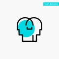Empathy, Feelings, Mind, Head turquoise highlight circle point Vector icon