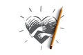 Empathy, heart, love, charity, support concept. Hand drawn isolated vector.