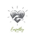 Empathy, heart, love, charity, support concept. Hand drawn isolated vector.