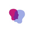 Empathy icon. Two male profiles isolated