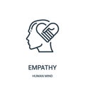 empathy icon vector from human mind collection. Thin line empathy outline icon vector illustration. Linear symbol for use on web