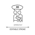 Empathy pixel perfect linear icon. Thin line customizable illustration. Strong emotional bond, interpersonal
