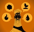 empedocles of ancient greece with the four elements Royalty Free Stock Photo