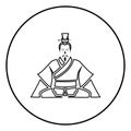 Emperor of China icon black in circle outline