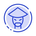 Emperor, China, Monk, Chinese Blue Dotted Line Line Icon