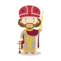 Emperor Constantine I cartoon character. Vector Illustration.