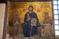 Emperor Constantine, Jesus Christ and Empress Zoe. A Byzantine mosaic in the interior of Hagia Sophia Royalty Free Stock Photo