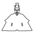 Emperor Japan China silhouette Chinese nobility Japanese ancient character avatar imperial ruler contour outline line icon black Royalty Free Stock Photo