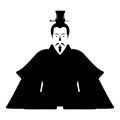 Emperor Japan China silhouette Chinese nobility Japanese ancient character avatar imperial ruler icon black color vector