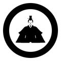 Emperor Japan China silhouette Chinese nobility Japanese ancient character avatar imperial ruler icon in circle round black color