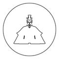 Emperor Japan China silhouette Chinese nobility Japanese ancient character avatar imperial ruler icon in circle round black color Royalty Free Stock Photo