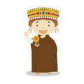 Emperor Justinian I cartoon character. Vector Illustration.