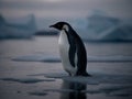 The Stately March of the Emperor Penguin in Antarctica Royalty Free Stock Photo