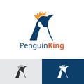 Emperor Penguin King Crown Animal Logo Template